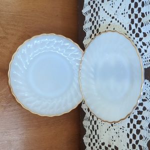 Vintage Anchor Hocking Fire King Golden Shell Pattern Plates 7.25" Set o…